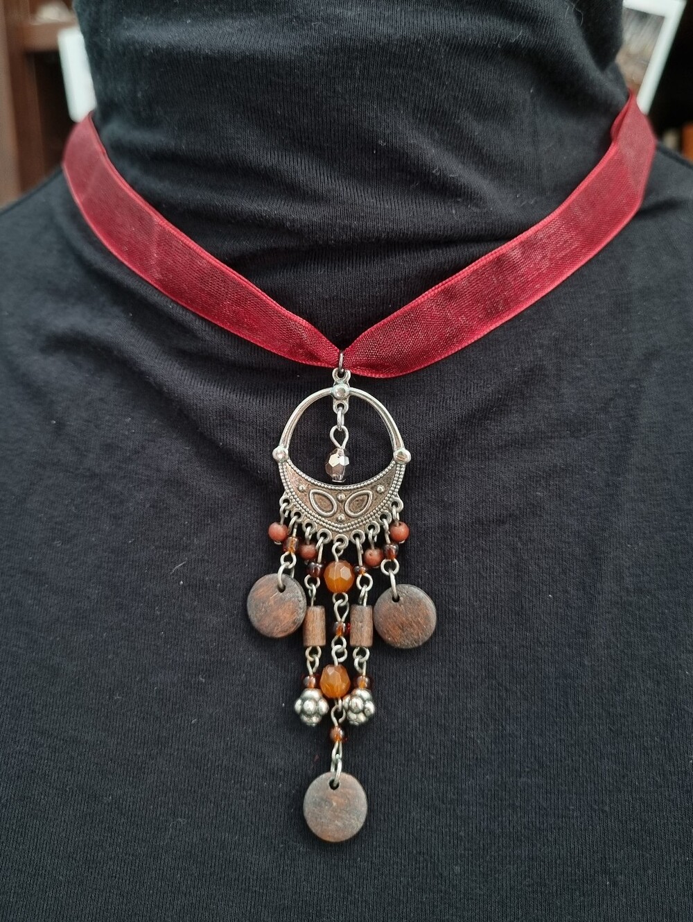 SLS Creation | Boho Pendant On A Ribbon Necklace